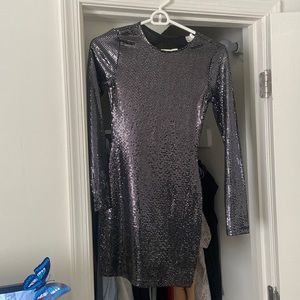 Backless sequin party dress cocktail grey silver H&M